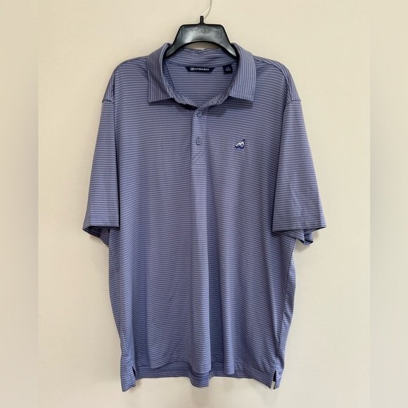 Cutter & Buck Men's Forge Pencil Stripe Stretch Polo Smokey Purple Gray, sizeL - Picture 1 of 6